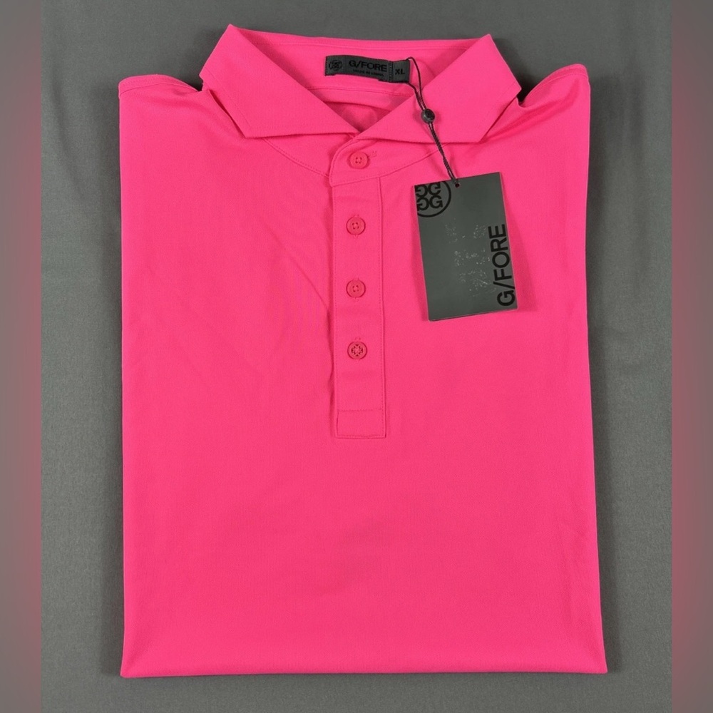 G/FORE G4 Golf Shirt Polo Sleeve Logo XL Pink Polyester Spandex